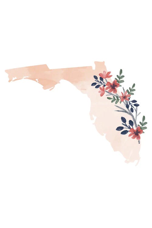 Florida Floral Watercolor State