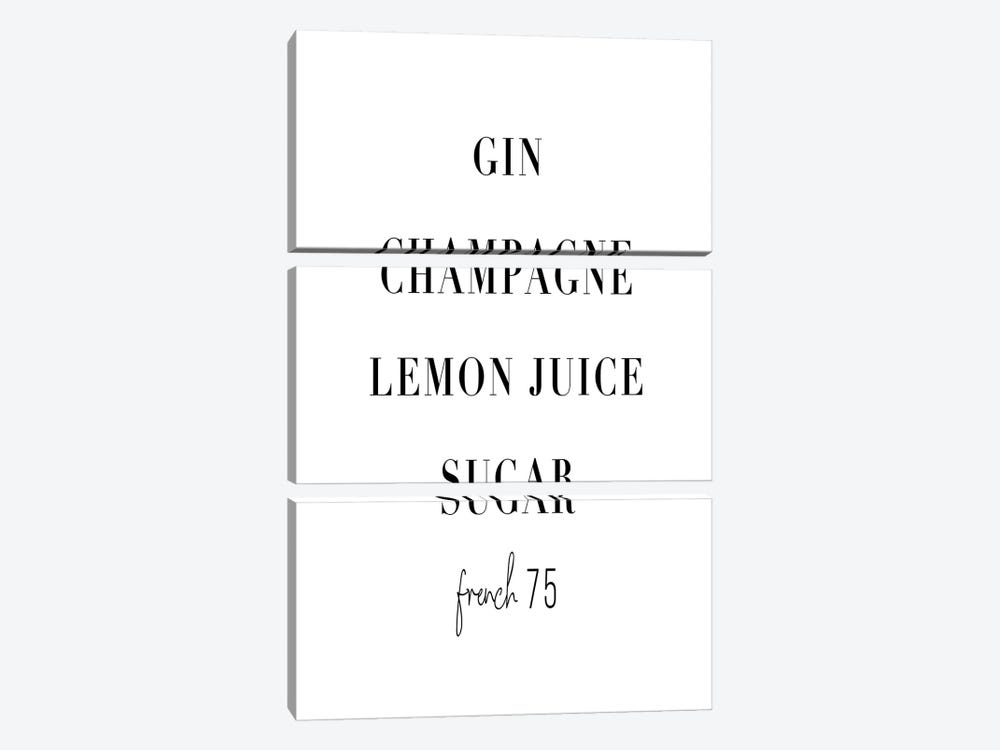 French 75 Cocktail Recipe by Typologie Paper Co 3-piece Canvas Print
