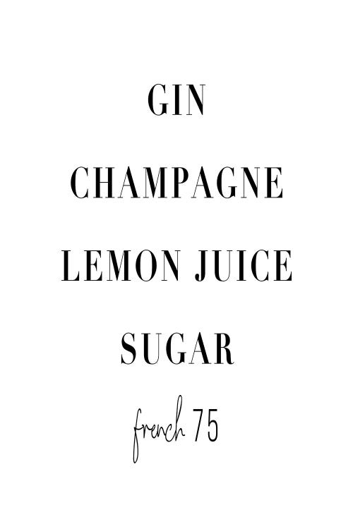 French 75 Cocktail Recipe by Typologie Paper Co  wall art