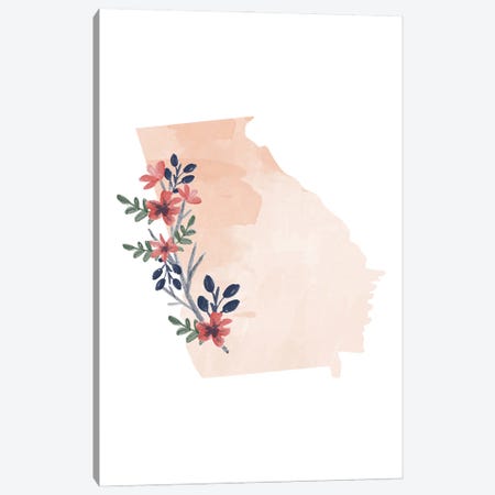 Georgia Floral Watercolor State Canvas Print #TPP45} by Typologie Paper Co Art Print