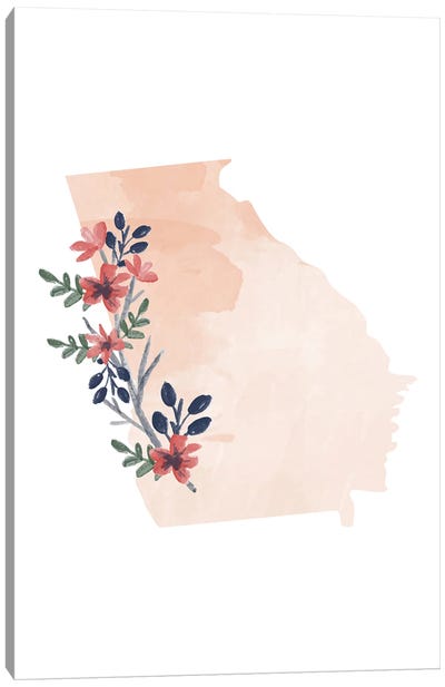 Georgia Floral Watercolor State Canvas Art Print - Typologie Paper Co