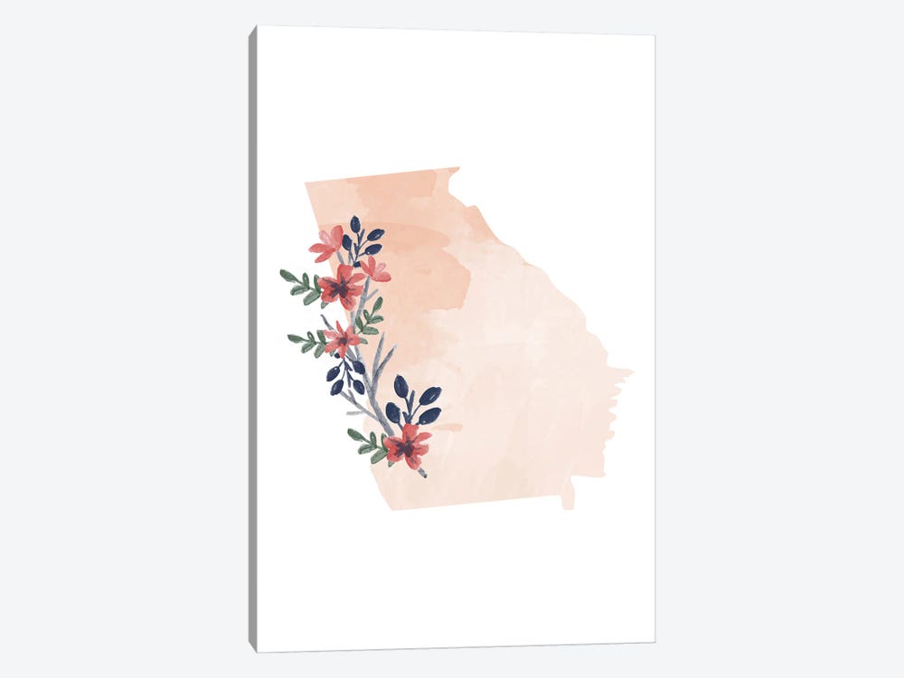 Georgia Floral Watercolor State by Typologie Paper Co 1-piece Canvas Art