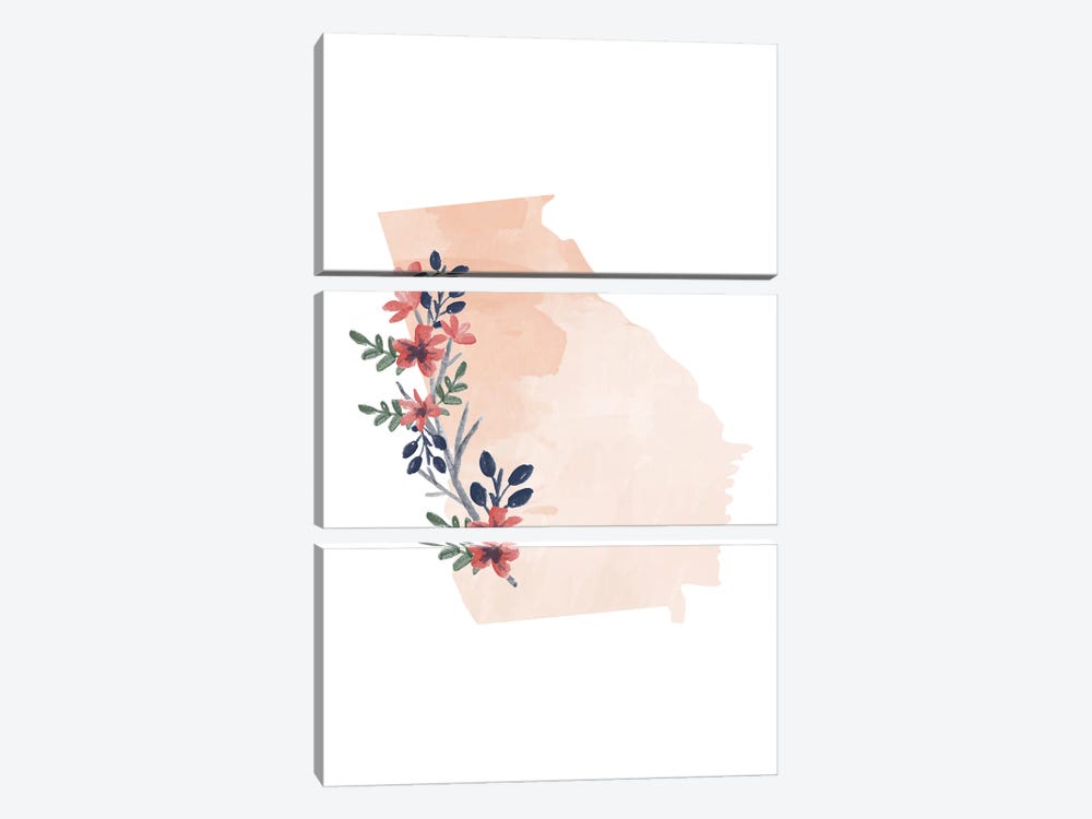 Georgia Floral Watercolor State by Typologie Paper Co 3-piece Canvas Art