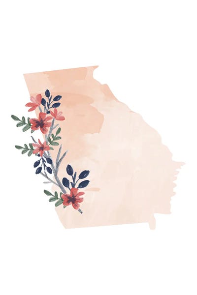 Georgia: Georgia Floral Watercolor State by Typologie Paper Co