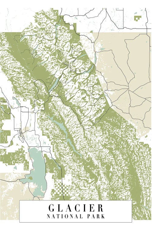 Glacier National Park Retro Street Map