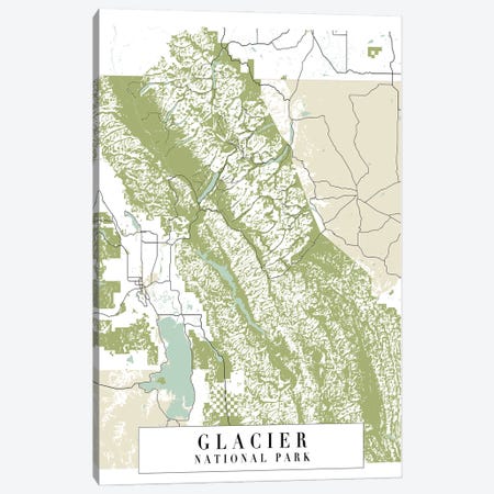 Glacier National Park Retro Street Map Canvas Print #TPP50} by Typologie Paper Co Art Print