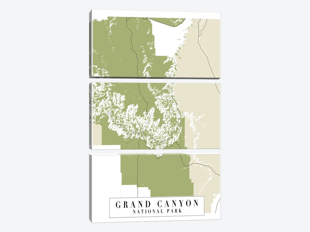 Grand Canyon National Park Retro Street Map by Typologie Paper Co 3-piece Art Print