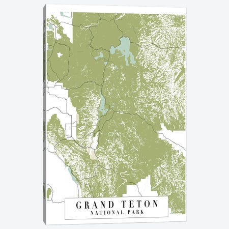 Grand Teton National Park Retro Street Map Canvas Print #TPP52} by Typologie Paper Co Canvas Print