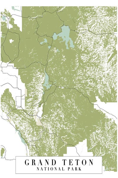 Grand Teton National Park: Grand Teton National Park Retro Street Map by Typologie Paper Co