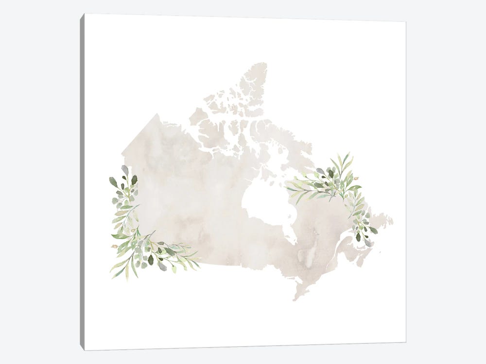 Gray Watercolor Canada by Typologie Paper Co 1-piece Canvas Art Print