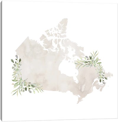 Gray Watercolor Canada Canvas Art Print - Typologie Paper Co