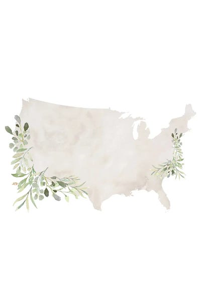 Gray Watercolor United States by Typologie Paper Co framed wall art