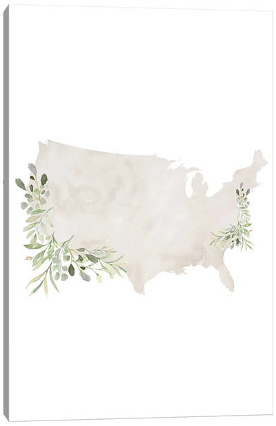 Gray Watercolor United States Canvas Art Print - Typologie Paper Co
