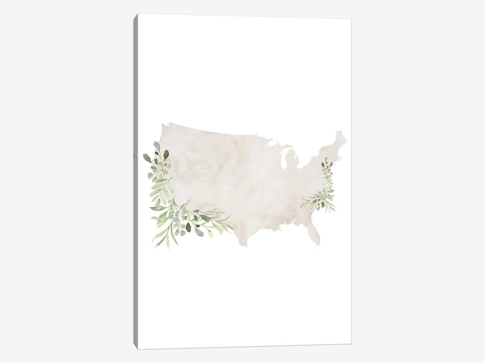 Gray Watercolor United States by Typologie Paper Co 1-piece Canvas Artwork