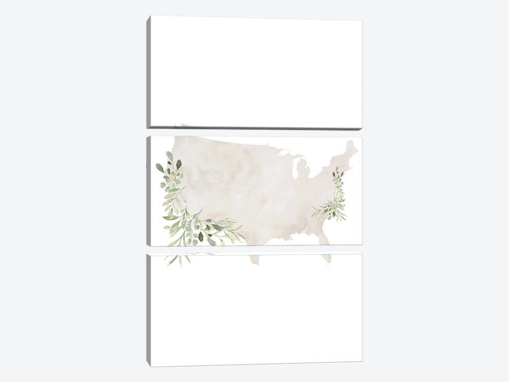 Gray Watercolor United States by Typologie Paper Co 3-piece Canvas Art