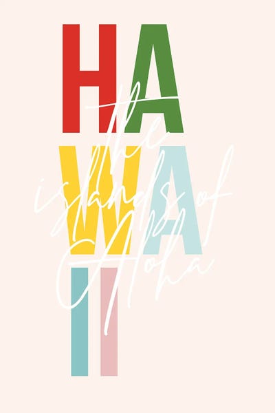 Hawaii "The Islands Of Aloha" Color State by Typologie Paper Co gallery poster