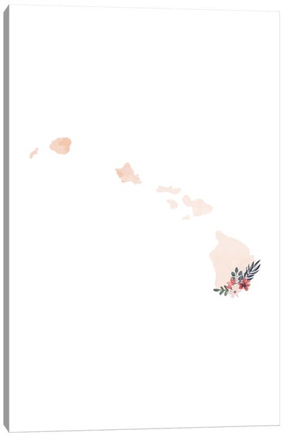 Hawaii Floral Watercolor State Canvas Art Print - Typologie Paper Co