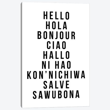 Hello In Multiple Languages - Hola Bonjour Ciao Halo Canvas Print #TPP57} by Typologie Paper Co Canvas Artwork
