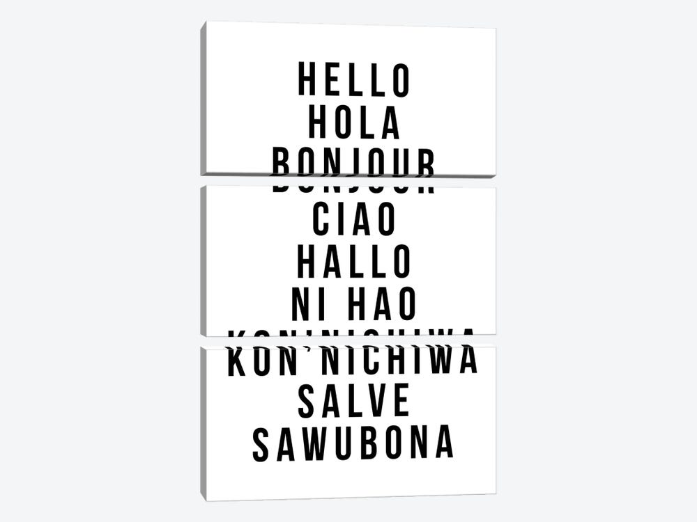 Hello In Multiple Languages - Hola Bonjour Ciao Halo by Typologie Paper Co 3-piece Art Print
