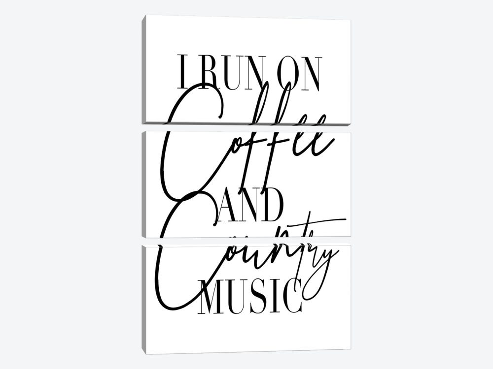 I Run On Coffee And Country Music by Typologie Paper Co 3-piece Canvas Art Print
