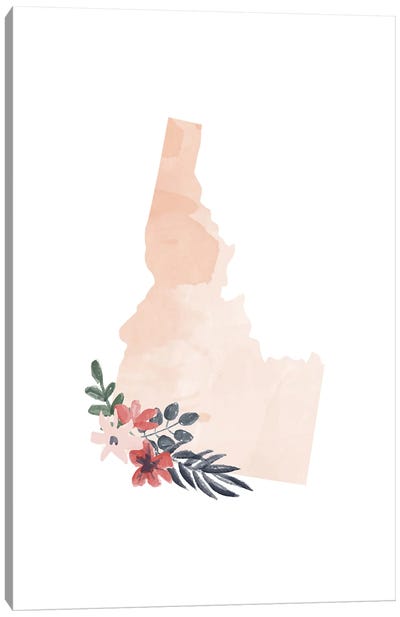 Idaho Floral Watercolor State Canvas Art Print - Typologie Paper Co