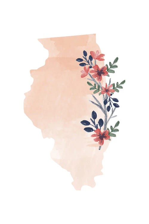 Illinois Floral Watercolor State