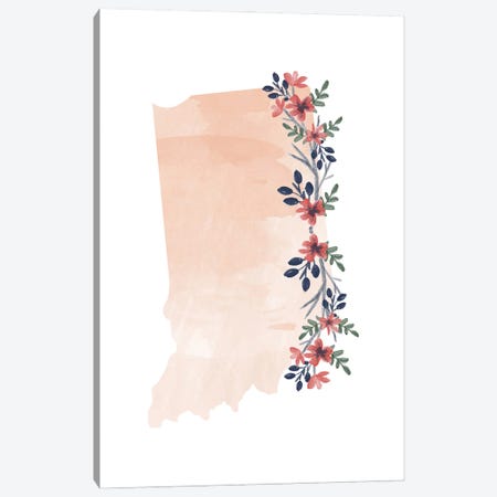 Indiana Floral Watercolor State Canvas Print #TPP74} by Typologie Paper Co Canvas Wall Art