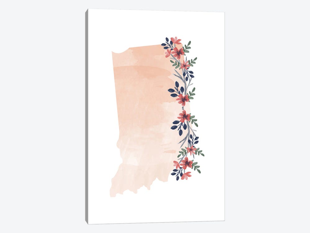 Indiana Floral Watercolor State by Typologie Paper Co 1-piece Canvas Art