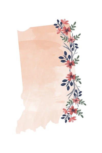Indiana: Indiana Floral Watercolor State by Typologie Paper Co