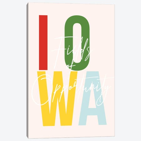 Iowa "Fields Of Opportunity" Color State Canvas Print #TPP75} by Typologie Paper Co Canvas Art