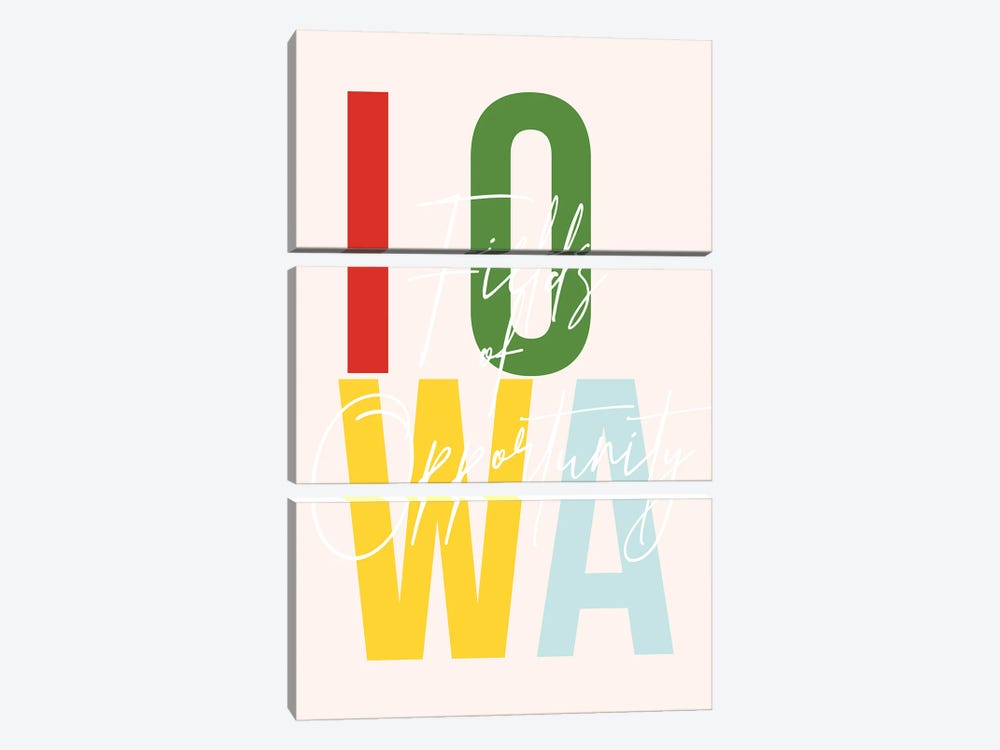 Iowa "Fields Of Opportunity" Color State by Typologie Paper Co 3-piece Art Print