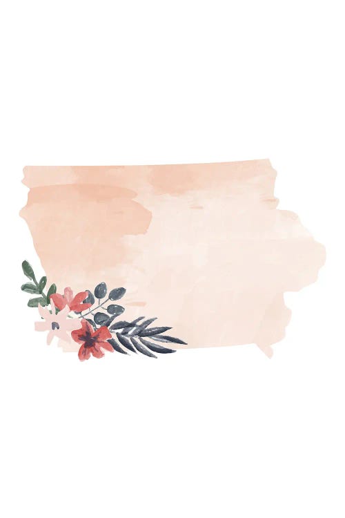 Iowa Floral Watercolor State