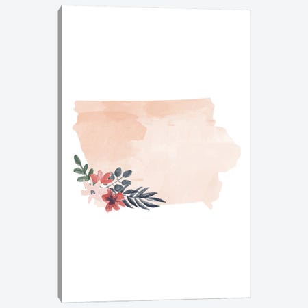 Iowa Floral Watercolor State Canvas Print #TPP76} by Typologie Paper Co Canvas Artwork