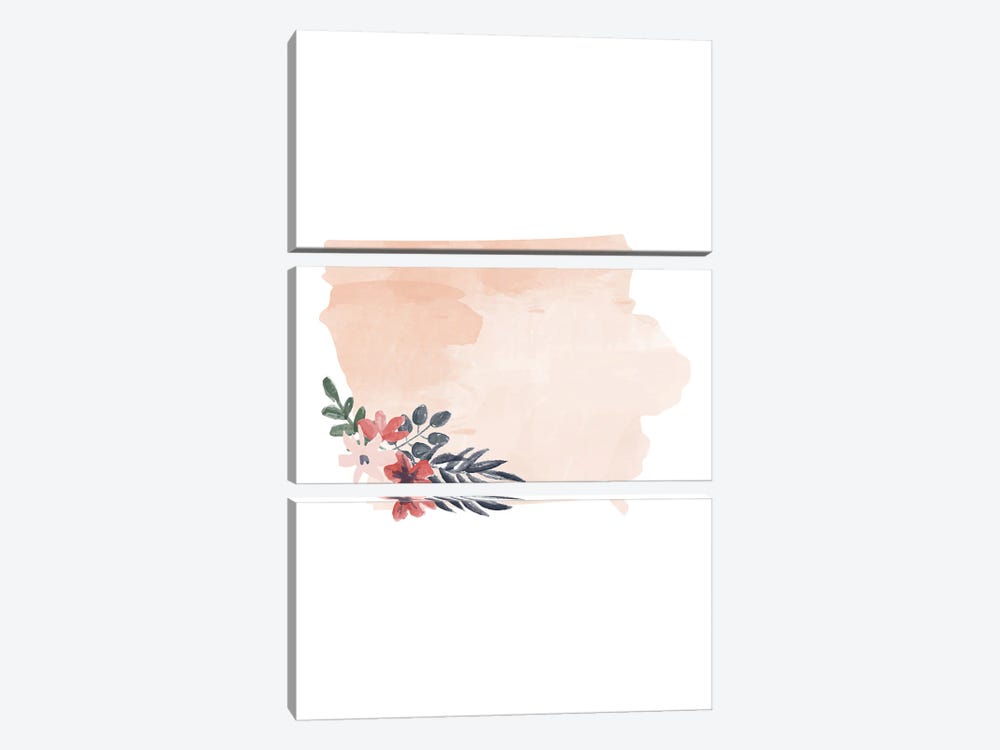 Iowa Floral Watercolor State by Typologie Paper Co 3-piece Canvas Artwork