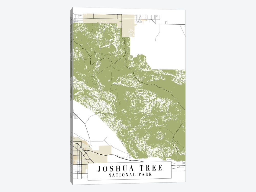 Joshua Tree National Park Retro Street Map by Typologie Paper Co 1-piece Canvas Wall Art