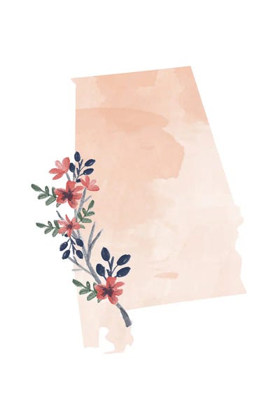Alabama: Alabama Floral Watercolor State by Typologie Paper Co