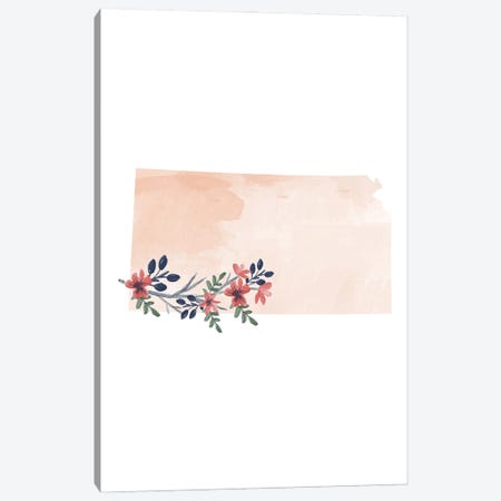 Kansas Floral Watercolor State Canvas Print #TPP82} by Typologie Paper Co Canvas Wall Art