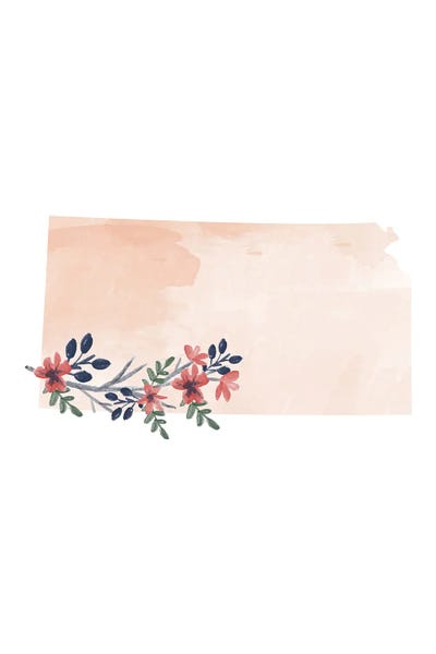 Kansas: Kansas Floral Watercolor State by Typologie Paper Co