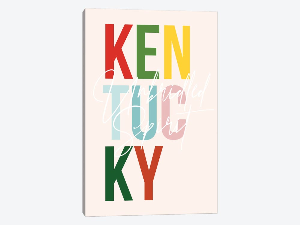 Kentucky "Unbridled Spirit" Color State by Typologie Paper Co 1-piece Canvas Wall Art