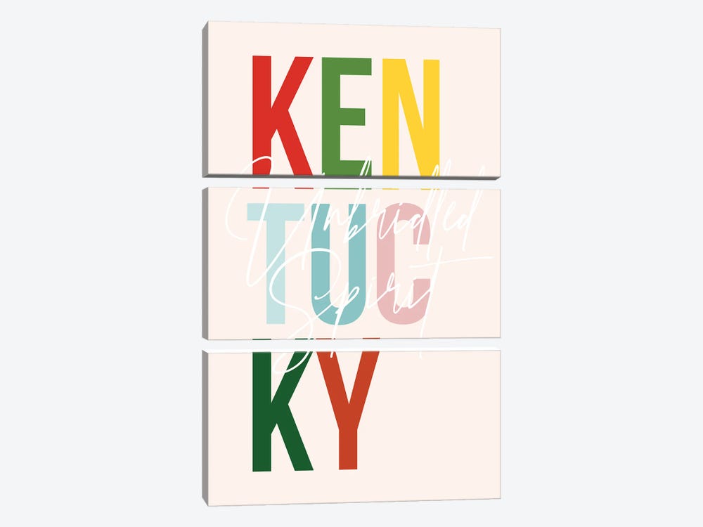 Kentucky "Unbridled Spirit" Color State by Typologie Paper Co 3-piece Canvas Wall Art