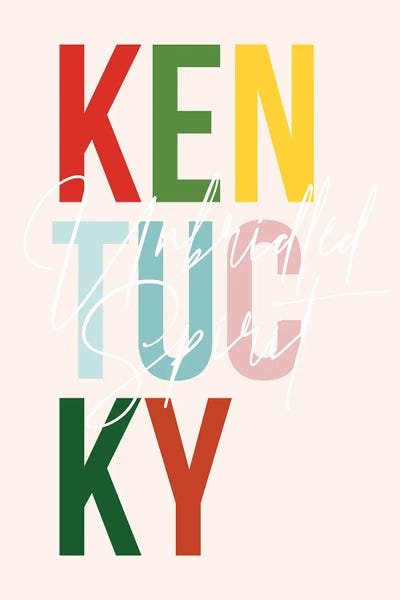 Kentucky: Kentucky "Unbridled Spirit" Color State by Typologie Paper Co