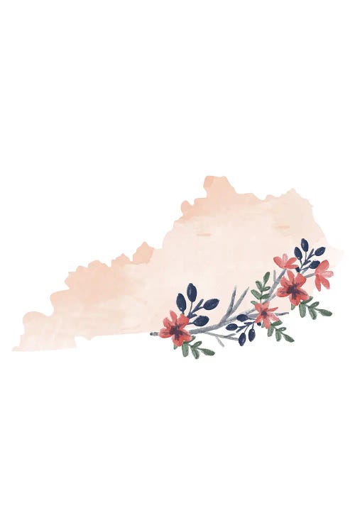 Kentucky Floral Watercolor State