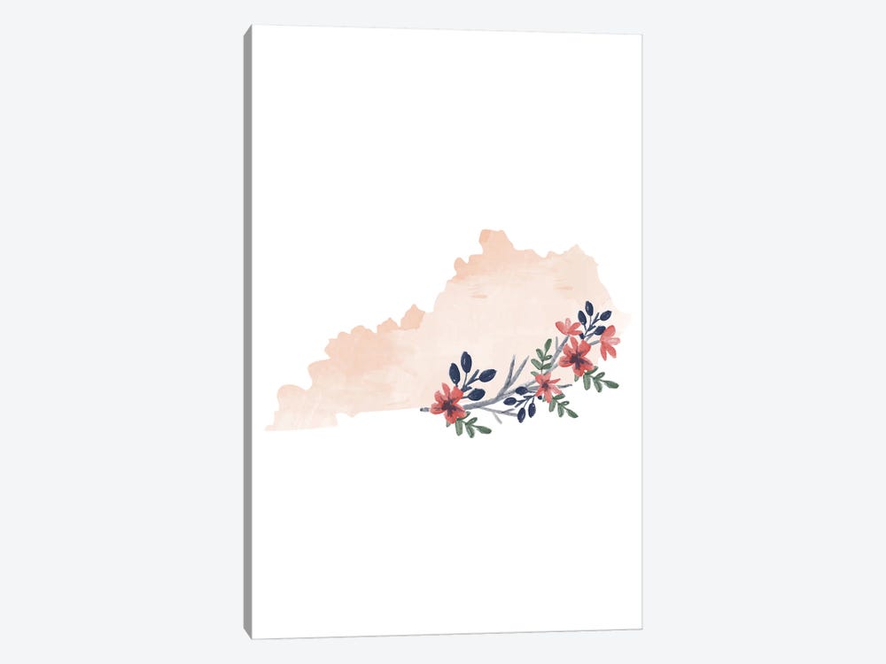 Kentucky Floral Watercolor State by Typologie Paper Co 1-piece Canvas Print