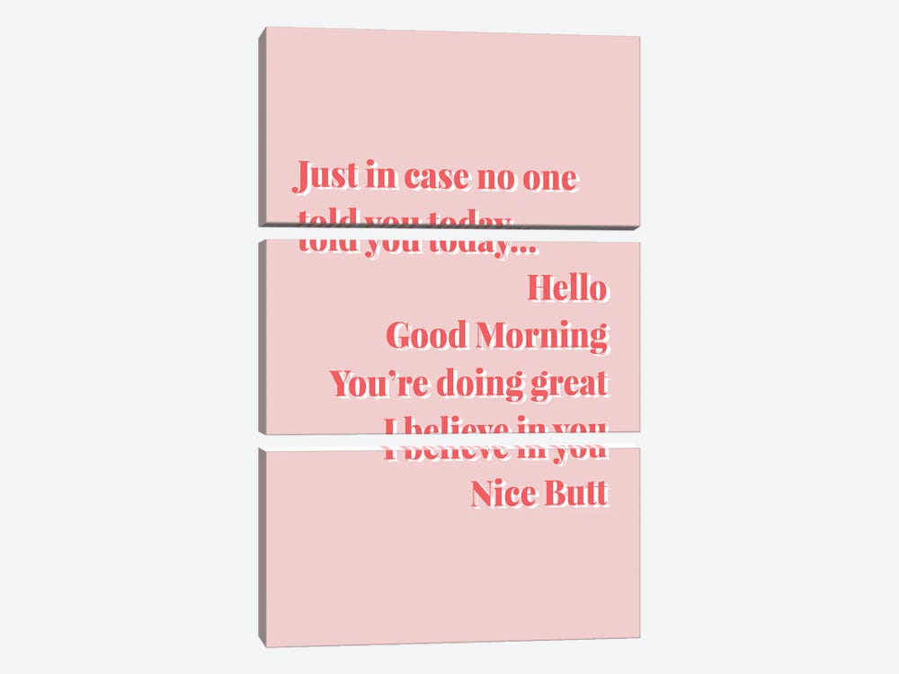 Just In Case No One Told You Today, Nice Butt Pink And Red by Typologie Paper Co 3-piece Canvas Art