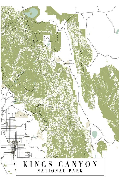 Kings Canyon National Park Retro Street Map