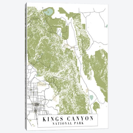 Kings Canyon National Park Retro Street Map Canvas Print #TPP86} by Typologie Paper Co Canvas Print