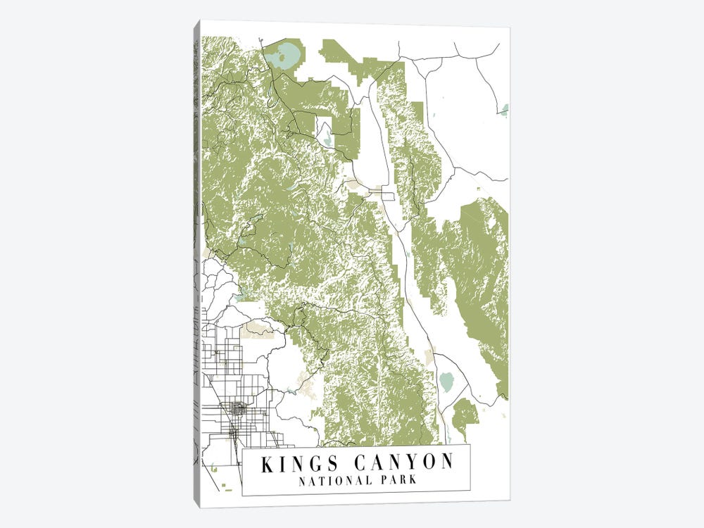 Kings Canyon National Park Retro Street Map by Typologie Paper Co 1-piece Art Print