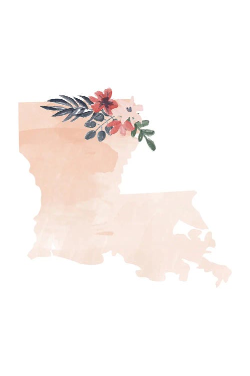 Louisiana Floral Watercolor State