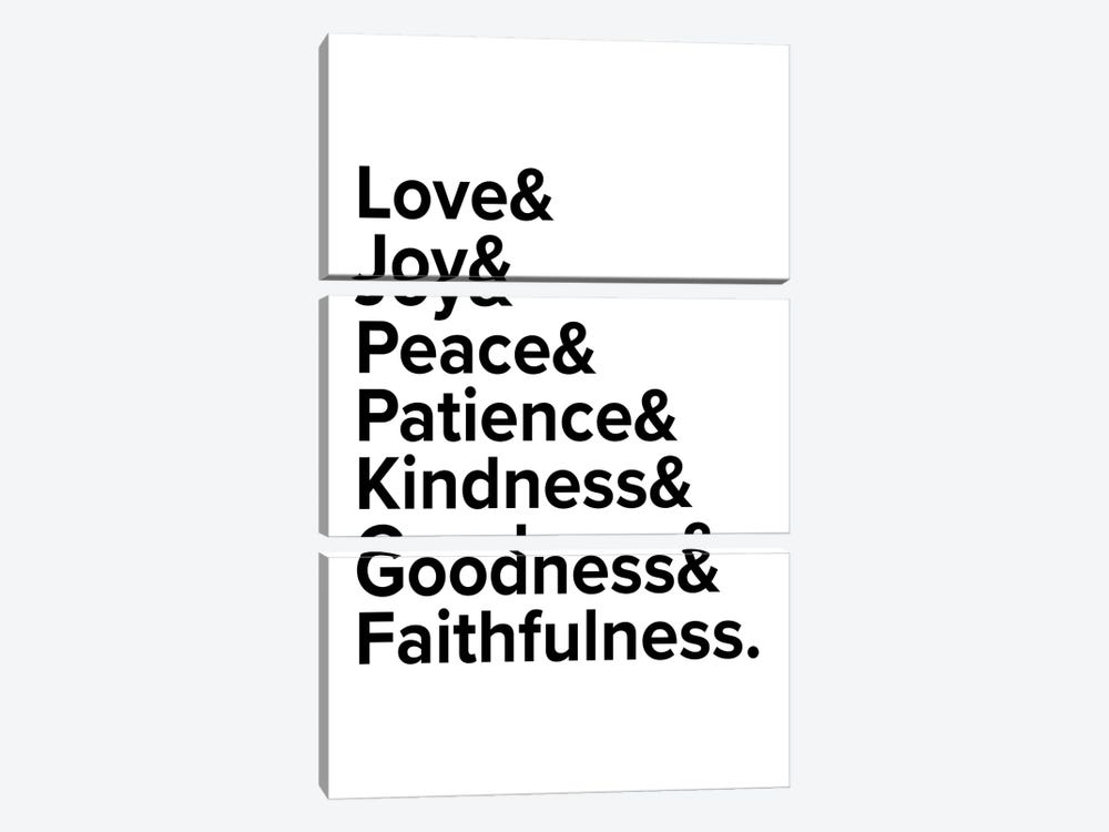 Love Joy Peace Patience Kindness Goodness Faithfulness by Typologie Paper Co 3-piece Art Print