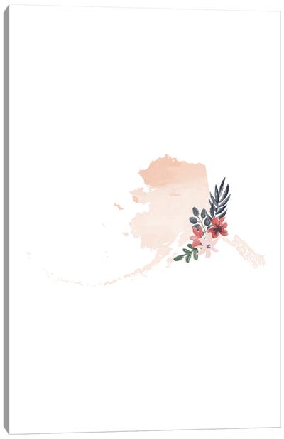 Alaska Floral Watercolor State Canvas Art Print - Typologie Paper Co